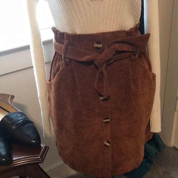 Corduroy Skirt Rusty Brown Knee-Length Casual Skirt Final Sale - Picture 1 of 7